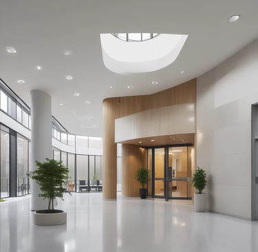 A modern healthcare facility with a welcoming entrance.