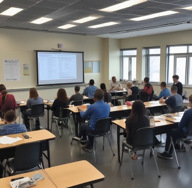 A diverse group of employees engaged in a training session.