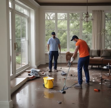 A diverse group of cleaning professionals engaged in a training session, reviewing cleaning techniques and safety protocols.