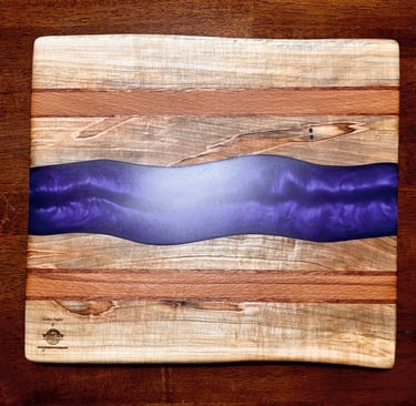 natural edge maple cherry and purple resin