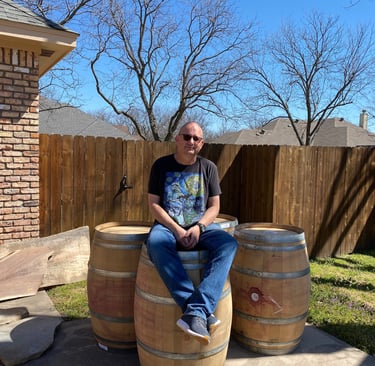 Woodjam sitting on barrel