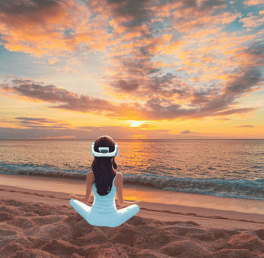 visuel illustratif de relaxation immersive VR avec des paysages naturels