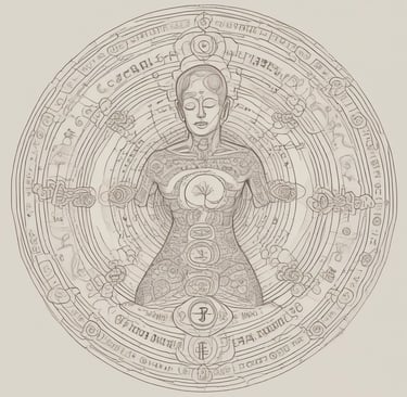 Illustration des centres énergétiques et des chakras, approche énergétique et bien-être à Verson