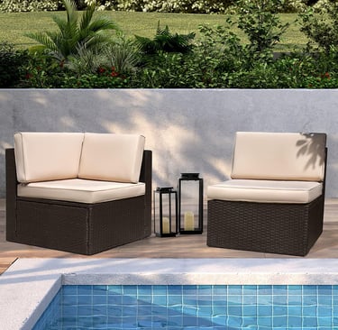 All-weather PE rattan outdoor seating set with thick cushions for garden