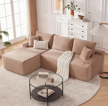 “Boneless 110 inch modular cloud sectional sofa with deep seats and corduroy fabric for minimalist l