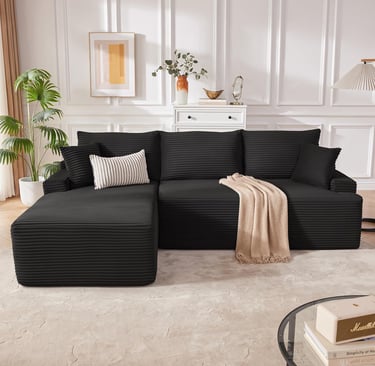 “Boneless 110 inch modular cloud sectional sofa with deep seats and corduroy fabric for minimalist l