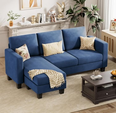 “Compact VICTONE convertible sectional sofa with ottoman and washable linen fabric for small apartme