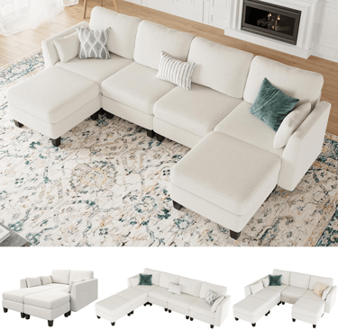 “Huatean U-shaped modular sectional sofa with memory foam and flexible design for spacious living ro