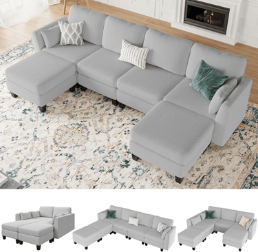 “Huatean U-shaped modular sectional sofa with memory foam and flexible design for spacious living ro