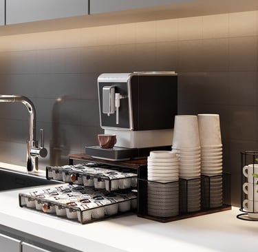 Coffee pod storage for kitchen counter