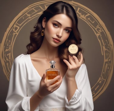 An inviting close-up of a luxurious perfume bottle with a soft-focus background.