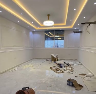 Luxury living room tiles design and designer POP false ceiling work by TrustedFix Palghar.