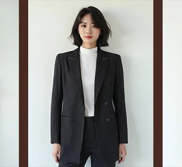 a woman in a suit and a man in a suit