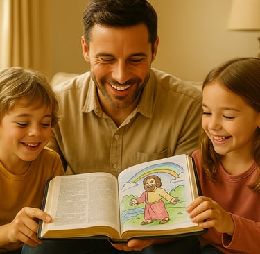 father talking about god with kids