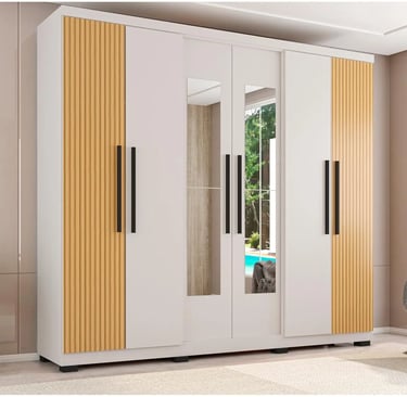 guarda-roupa de casal com 6 portas e 4 espelhos
