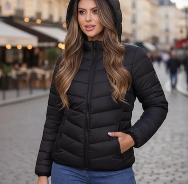 Jaqueta Feminina Puffer Capuz Removível Bobojaco Impermeável