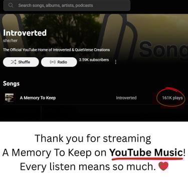 A Memory To Keep number of plays on YouTube Music