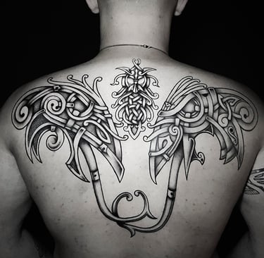 Tatouage Hugin, Munnin et guerrier