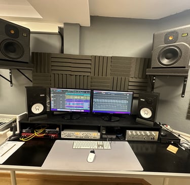 recording studio with speakers 