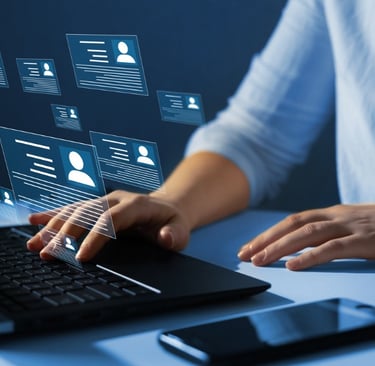 man reading emails on his laptop