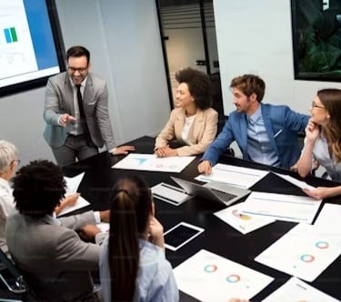 relaxed executives having a meeting