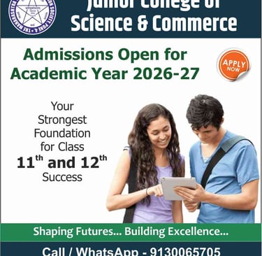 FYJC Standard 11 Admission for Science and Commerce