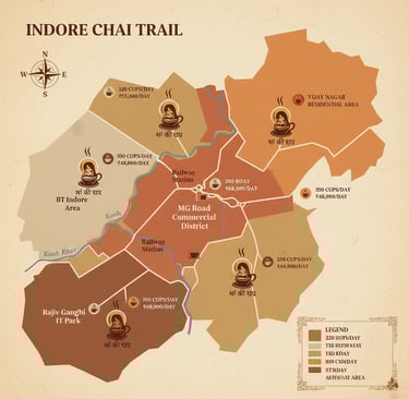 Indore city map showing chai franchise locations IIT Rajiv Gandhi IT Park MG Road
