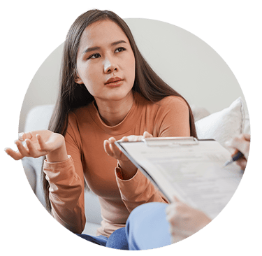Young woman in a therapy session