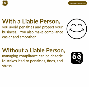 With a Liable Person, you avoid penalties and protect your business.