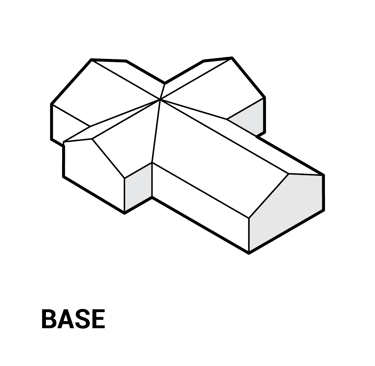 Diagram of a cross-shaped base architectural massing