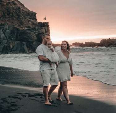 fotografía de familia al atardecer