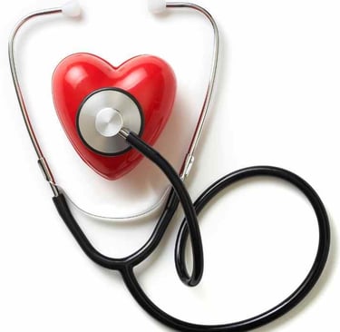 Stethoscope on a red toy heart
