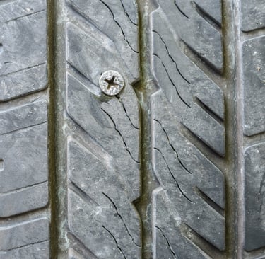 Rueda pinchada por un tornillo