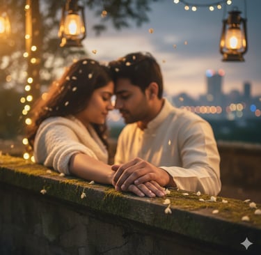 Couple goals. Intimate Indian couple romance moment.