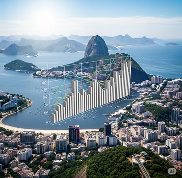 grafico generico com o Rio de janeiro ao fundo