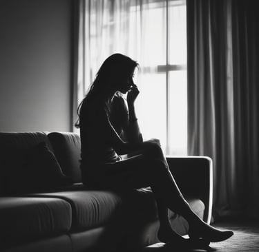 A woman talkin on the phone in the dark