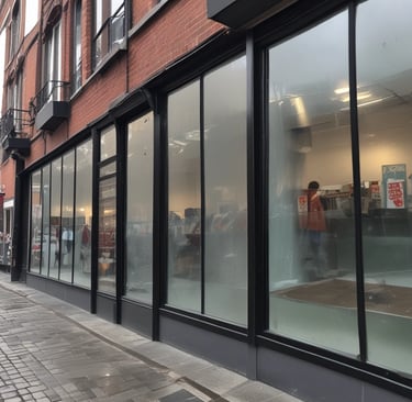 A group of people inside a room engage in cleaning or maintenance activities. One person sweeps the floor with a broom while others stand and observe, smiling or gesturing. The room has wooden structures and a child rests on a bed nearby.