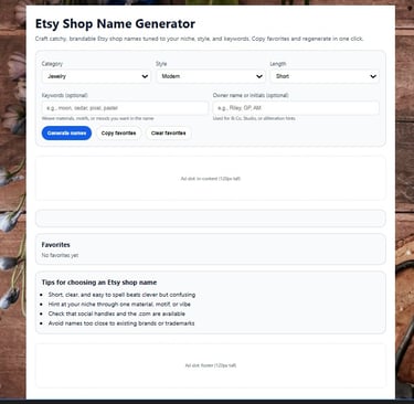 a website page with a picture of a person's name on the page