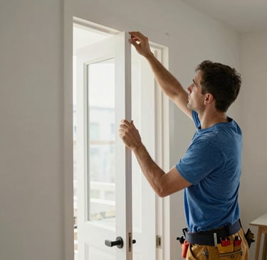 A cleaning cart is positioned in an outdoor area with a concrete building structure in the background. The cart holds a large bucket and cleaning supplies, including a striped cloth and a pink cloth hanging over the handle. A green scrubbing brush is placed on the bottom platform. Surrounding the area are vibrant flower beds with yellow and white flowers, as well as bushes and trees, contributing to a tidy and well-maintained environment.