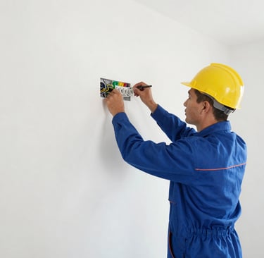 A cleaning cart is positioned in an outdoor area with a concrete building structure in the background. The cart holds a large bucket and cleaning supplies, including a striped cloth and a pink cloth hanging over the handle. A green scrubbing brush is placed on the bottom platform. Surrounding the area are vibrant flower beds with yellow and white flowers, as well as bushes and trees, contributing to a tidy and well-maintained environment.
