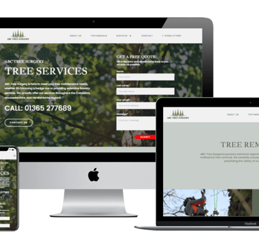 a showcase of a web design website across multiple devices