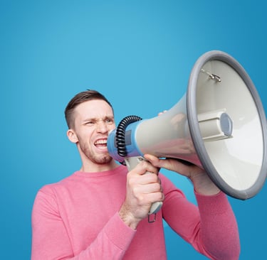 Man in megaphone