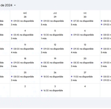 Calendario clases de padel 