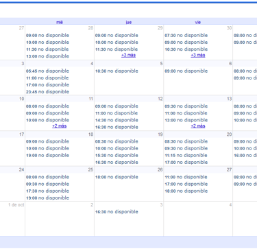 calendario clases de padel 