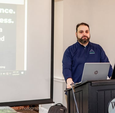 BJ Corey, 13th Mile Marketing CEO, presenting at the Walpole Business Forum.