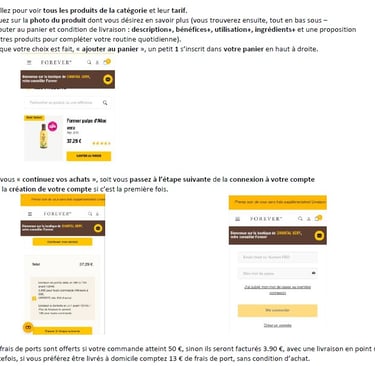 Notice panier et ouvrir compte client Aloe Vera
