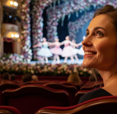 woman smiling whilst watching waltz of the flowers