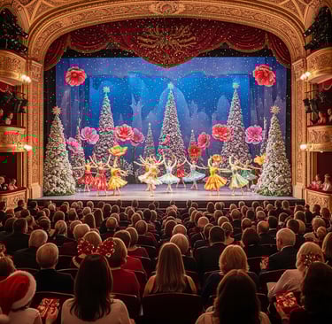 crowded theatre watching the waltz of the flowers on stage