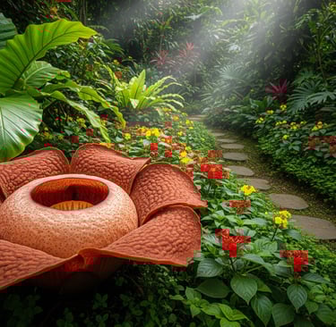 corpse flower next to garden path