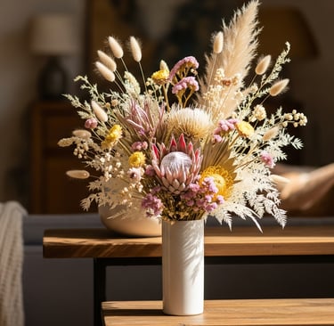 the allure of dried flowers on display
